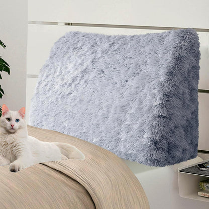 Bourkimi Queen Size Wedge Headboard Pillow with Side Pockets, Velvet Back Support Reading Pillow with Removable Washable Cover