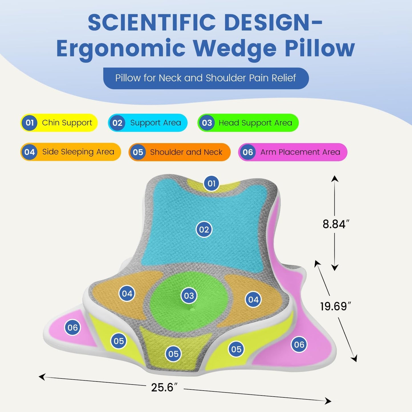 Bourkimi Memory Foam Wedge Reading Pillow with Cooling Ice Silk Cover, Dual-Usage Bed Rest Support Pillow