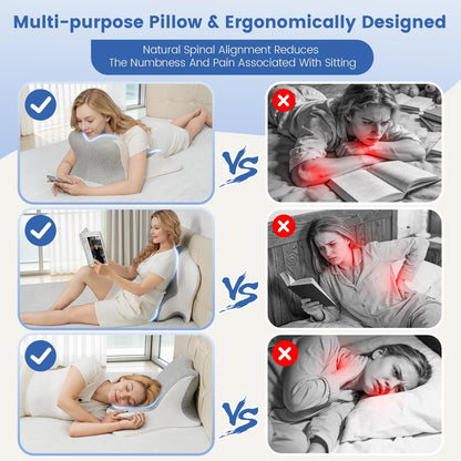 Bourkimi Memory Foam Wedge Reading Pillow with Cooling Ice Silk Cover, Dual-Usage Bed Rest Support Pillow