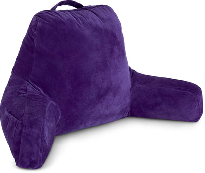 Bourkimi XX-Large Reading Pillow with Arms and Neck Roll, Shredded Memory Foam Bed Rest Pillow with Removable Cover and Side Pockets, Grey